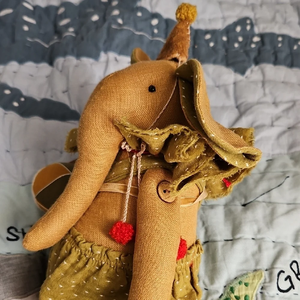 Botanica Handmade Linen Adorable Circus Elephant Stuffed Animal Toy - Picture 2 of 7